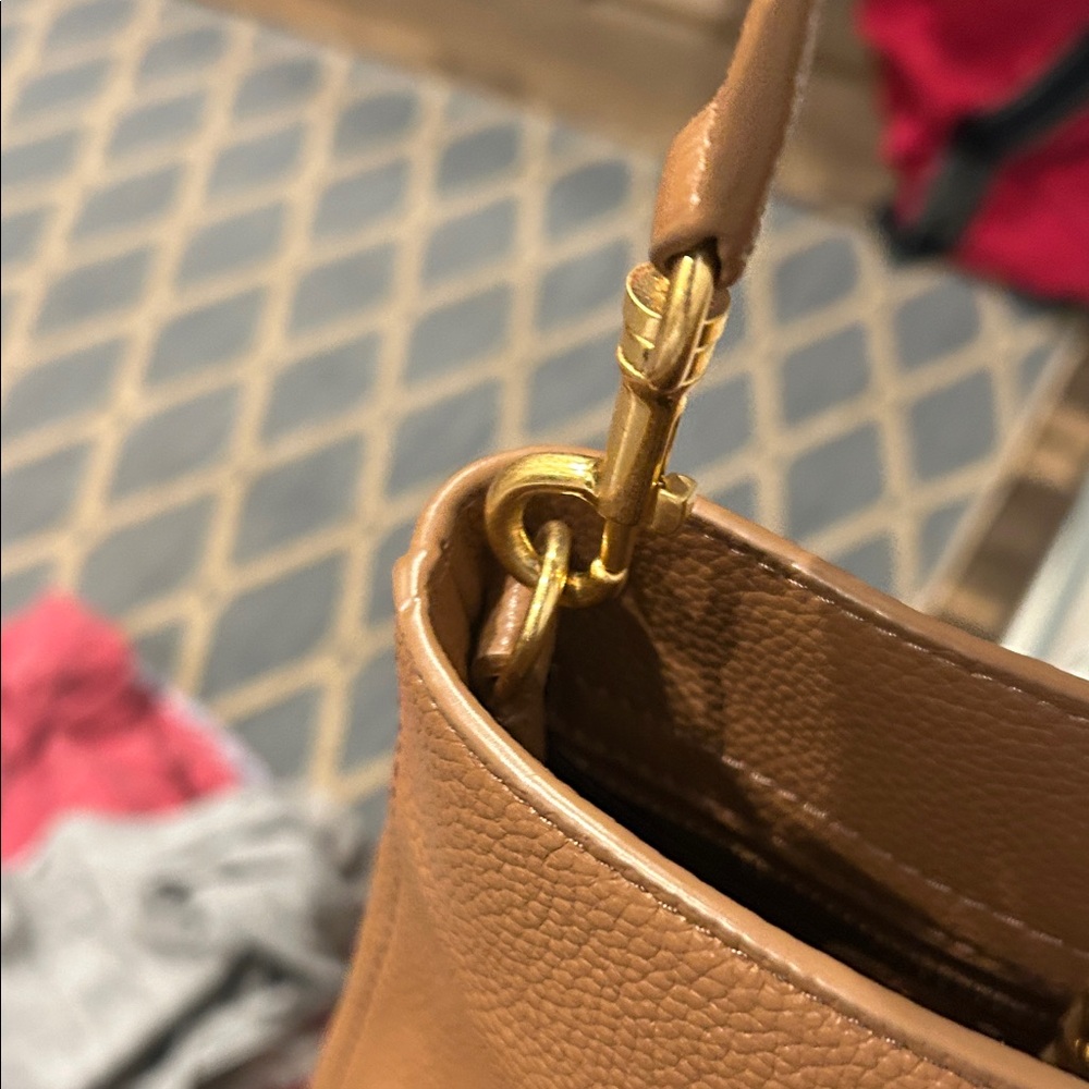 Tory Burch Brown Leather Tote with Gold Accents - Picture 6 of 13
